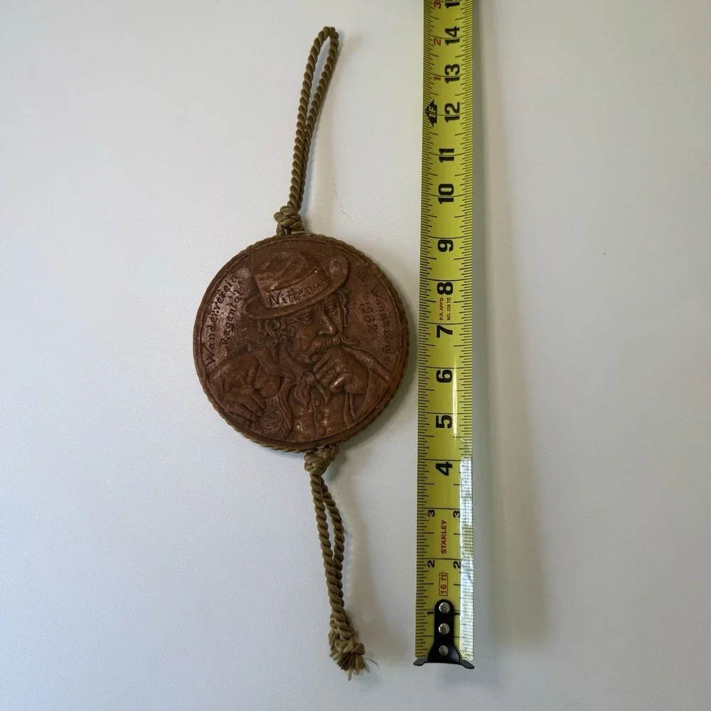 Vtg German Walldurn Wax Medallion Wandertag Hiking 1982 Nittenau Folk‎ Art Wall